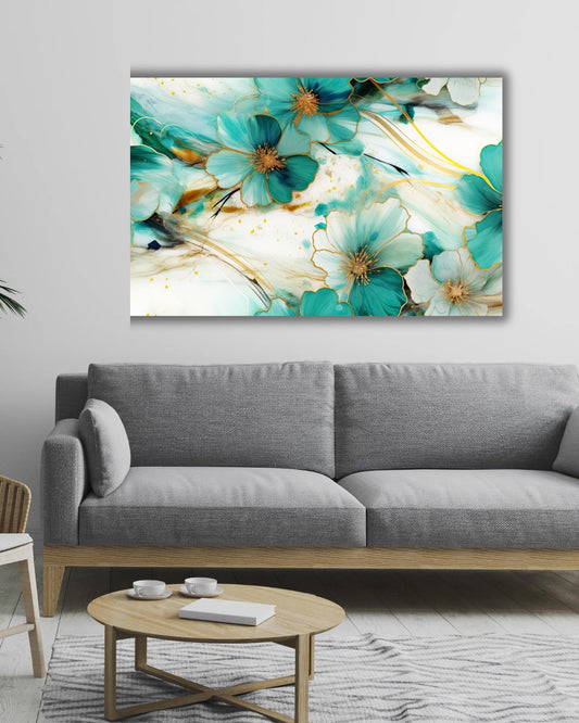 Golden Breeze of Flowers - Tablou Canvas