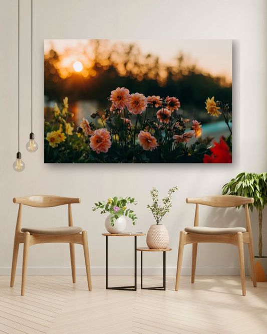 Golden Hour Blossoms - Tablou Canvas - WallMood