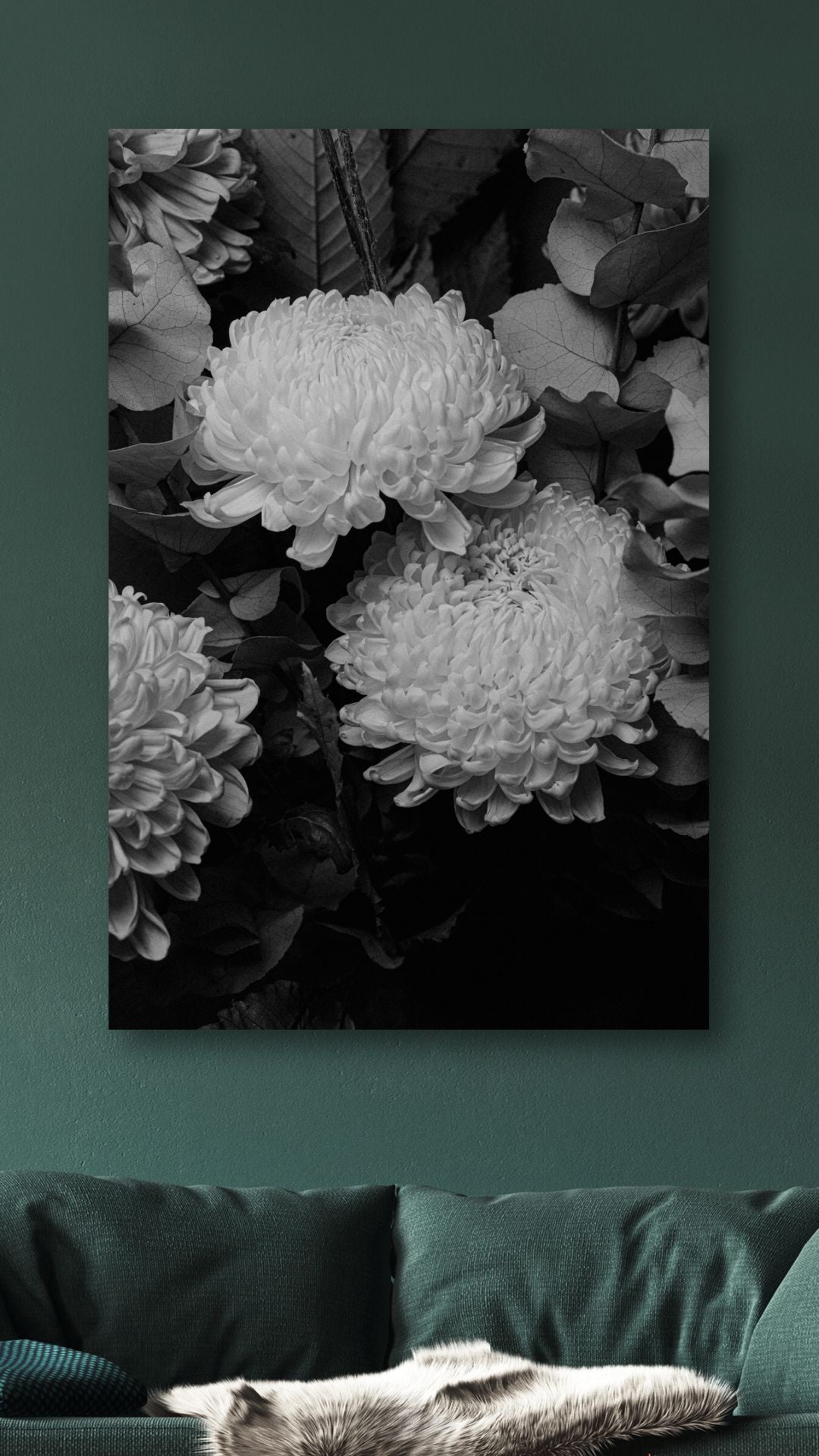 White Blossoms in Black and White - Tablou Canvas